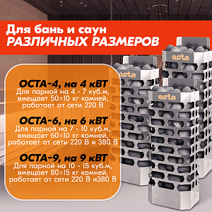 Электрическая каменка СТЭН ЭКМ 9 Octa gray 